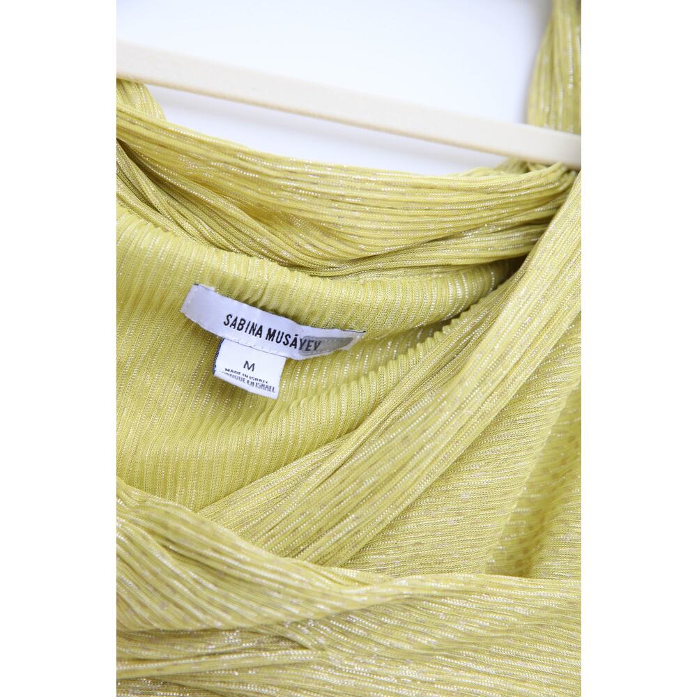 Sabina Musayev Off-Shoulder Metallic Lime Maxi Gown - Picture 6 of 7